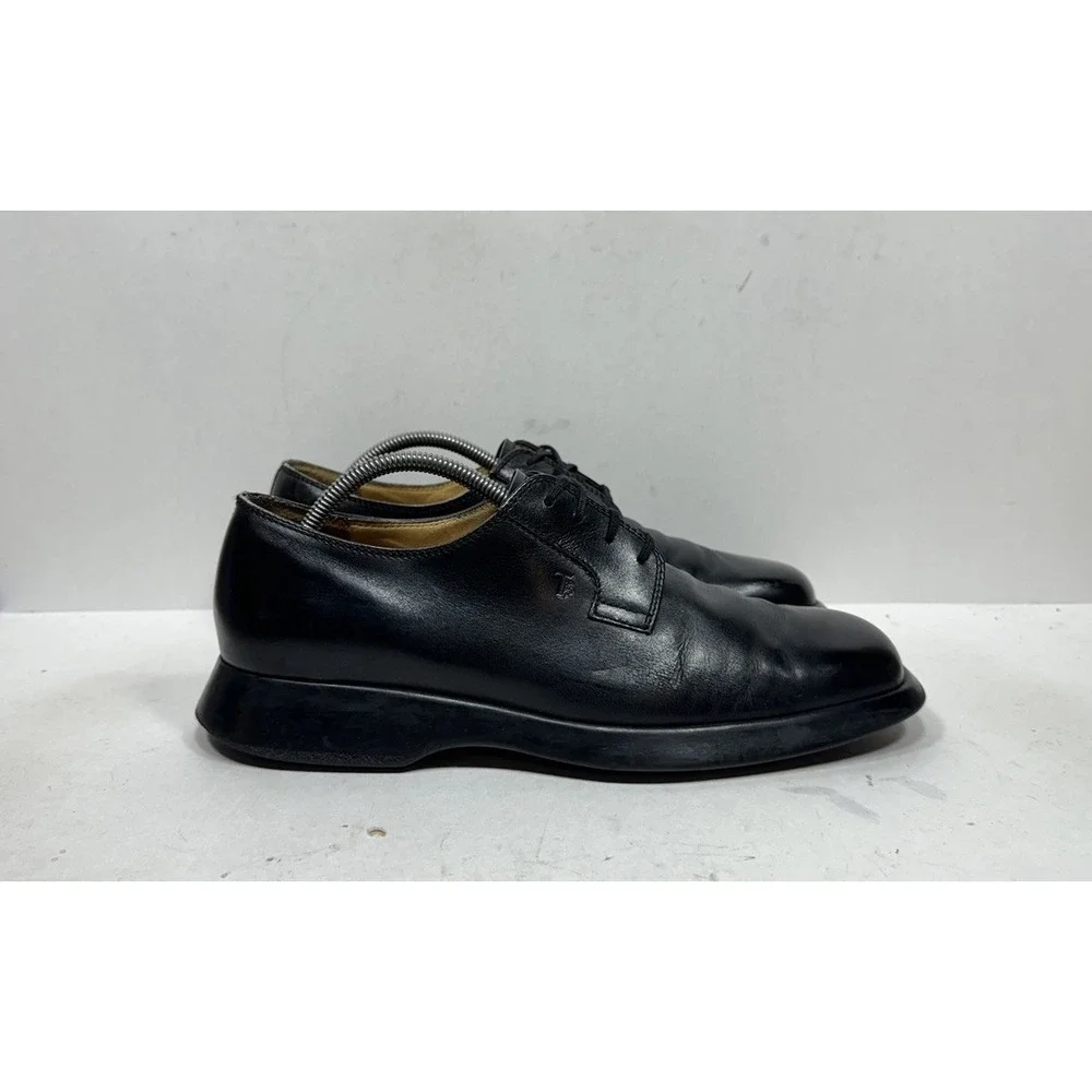 Tod's Plain Toe Blucher Dress Shoes Black‎ Men's Size 10 US / 9 Made In Italy